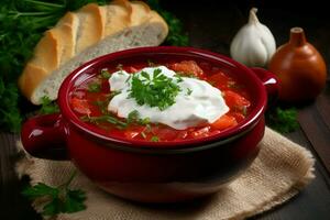 saboroso borscht Comida. gerar ai foto