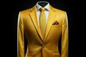 elegante homens amarelo terno formal. gerar ai foto