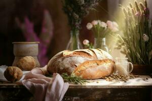 fresco Fazenda pão. gerar ai foto