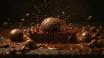 chocolate assunto, mergulho para dentro uma delicioso celebração em mundo chocolate dia. ai gerado foto