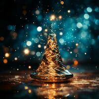 abstrato Natal árvore com borrado brilhante luzes e decorações - ai gerado imagem foto