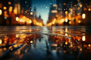 cidade luzes dança borrado noite paisagem urbana melhorada de cativante círculo bokeh ai gerado foto