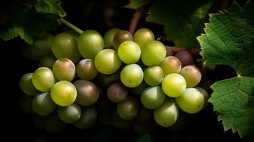 fechar-se do uma grupo do uvas em videira ai gerado foto