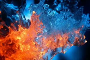 vibrante fogo e legal gelo motivos contraste em uma Preto fundo. ai gerado foto