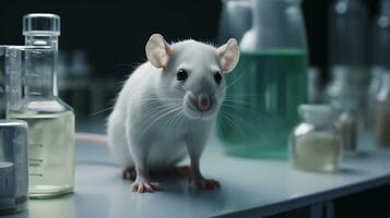 fofa branco rato dentro pesquisa laboratório ai gerado foto