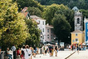 histórico casas rua Visão dentro sintra, Portugal foto