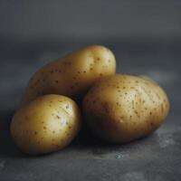 jovem batatas em uma cinzento fundo. ai generativo foto