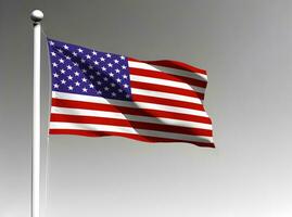 Unidos estados nacional bandeira isolado em cinzento fundo foto