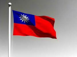 Taiwan nacional bandeira acenando em cinzento fundo foto