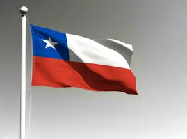 Chile nacional bandeira isolado em cinzento fundo foto