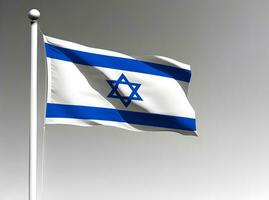 Israel nacional bandeira acenando em cinzento fundo foto