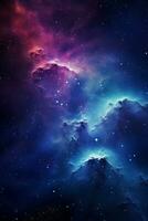 cativante beleza do espaço com uma distante nebulosa no meio uma cheio de estrelas céu ai generativo foto