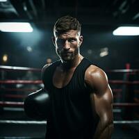 por baixo a boxe anel luzes - uma história do força e determinação ai generativo foto