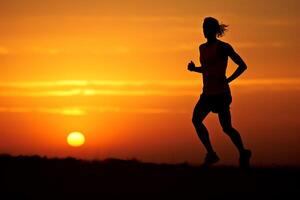 corrida para dentro a nascer do sol - uma símbolo do resistência e determinação ai generativo foto