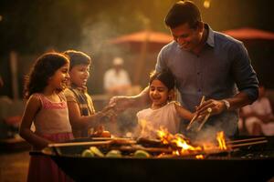 nuances do diariamente vida exibindo genuíno emoções e alegrias do família vínculo sobre uma churrasco ai generativo foto