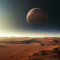 uma profundo Visão do terra Como visto a partir de Marte belas encapsulando a vastidão do nosso cósmico escala ai generativo foto