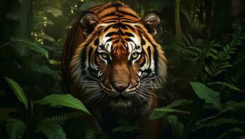 retrato do uma tigre dentro a selva ai gerado foto