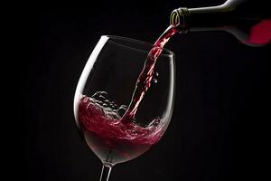 derramando vermelho vinho para dentro uma vinho vidro. ai generativo foto
