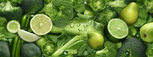 bandeira disposição do verde frutas e legumes. generativo ai. foto