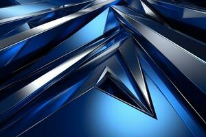 abstrato metálico azul safira prata triangular padronizar. 3d render ilustração do moderno geométrico papel de parede.ai gerado, generativo ai. foto