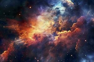 conceito do nebulosa com galáxias dentro profundo espaço cosmos descoberta exterior espaço e estrelas, ai generativo foto