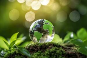 cristal globo ícone para meio Ambiente social governança conceito. generativo ai foto