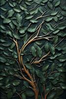 galhos do espinhos e realista folhas esculpido papel de parede ai gerado imagem foto