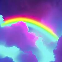 néon arco Iris dentro a nuvens. ai generativo foto