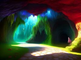 Sombrio misterioso fantasia caverna cisterna, masmorras e dragões digital conceito arte foto