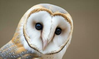 tyto alba cabeça, uma comum celeiro coruja. fechar acima. generativo ai foto