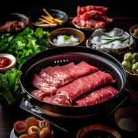 uma shabu shabu com borrão fundo ai generativo foto