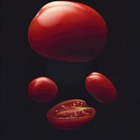 levitação do vermelho tomates. ai generativo foto