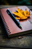 uma caderno e lápis em uma escola fundo ai generativo foto