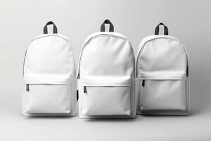 à moda couro mochila em branco fundo. generativo ai foto