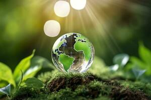 cristal globo ícone para meio Ambiente social governança conceito. generativo ai foto