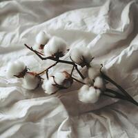 algodão ramo em branco amassado tecido. ai generativo foto