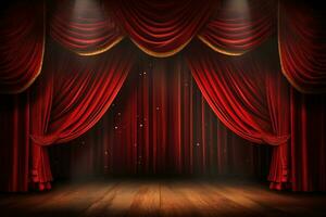 Magia teatro etapa vermelho cortinas mostrar Holofote foto