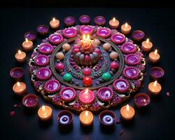 diwali diyas em a lua, diwali estoque imagens, realista estoque fotos