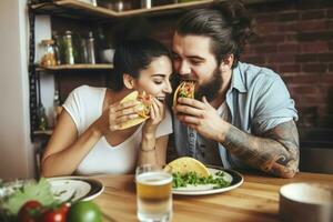 casal come tacos. gerar ai foto