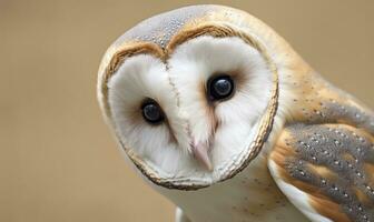 tyto alba cabeça, uma comum celeiro coruja. fechar acima. generativo ai foto