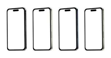 Novo Smartphone 15 pró, moderno Smartphone engenhoca, conjunto do 4 peças dentro Novo original cores - vetor foto