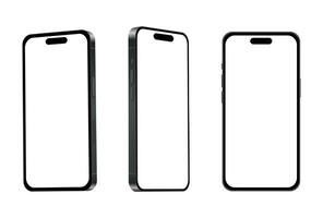 Novo Preto titânio Smartphone modelo 15 pró, brincar modelo em branco fundo - vetor foto