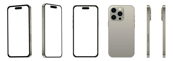 conjunto do 6 pcs diferente ângulos, 15 pró natural titânio Smartphone modelos novo, brincar para rede Projeto em branco fundo foto