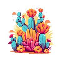 uma adesivo colorida cacto flor vetor ilustração fundo foto