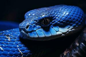 azul víbora serpente face. gerar ai foto