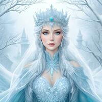 vetor ilustração do uma deslumbrante mulher vestido Como uma neve rainha foto