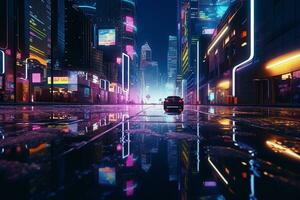 futurista rua moderno cidade noite ai gerado foto