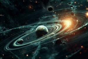 planetas e galáxias dentro espaço mostrando a beleza do espaço exploração. ai generativo foto