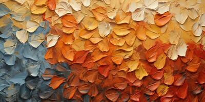 generativo ai, fechar-se do empastar abstrato rude outono cores arte pintura textura, laranja outono fundo foto