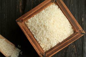fechar acima topo Visão japonês arroz foto